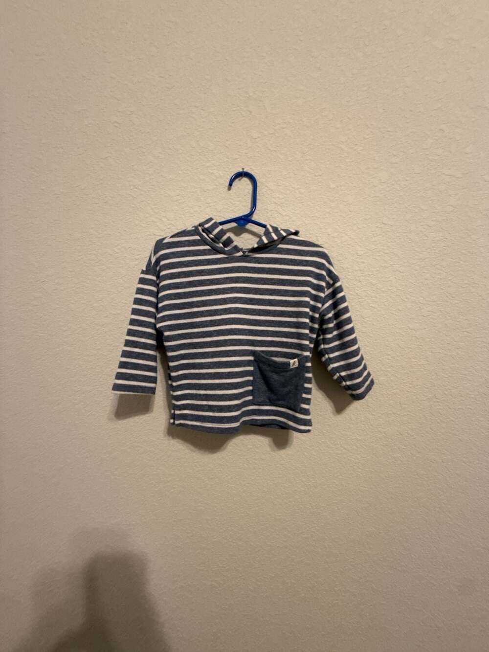 easy-peasy Blue and White Striped Hoodie with Pocket Size 12M